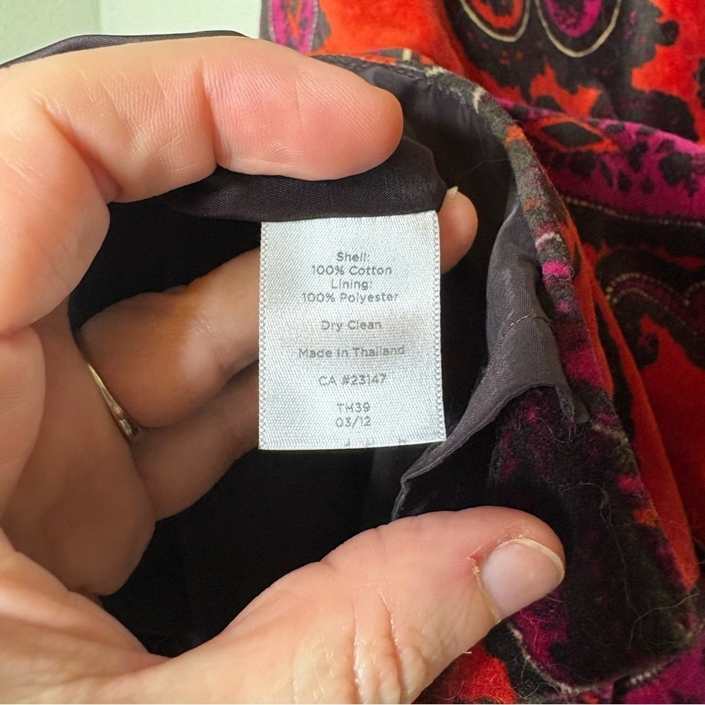 Talbots Orange Velvet Paisley Skirt Size 8 - Picture 7 of 7